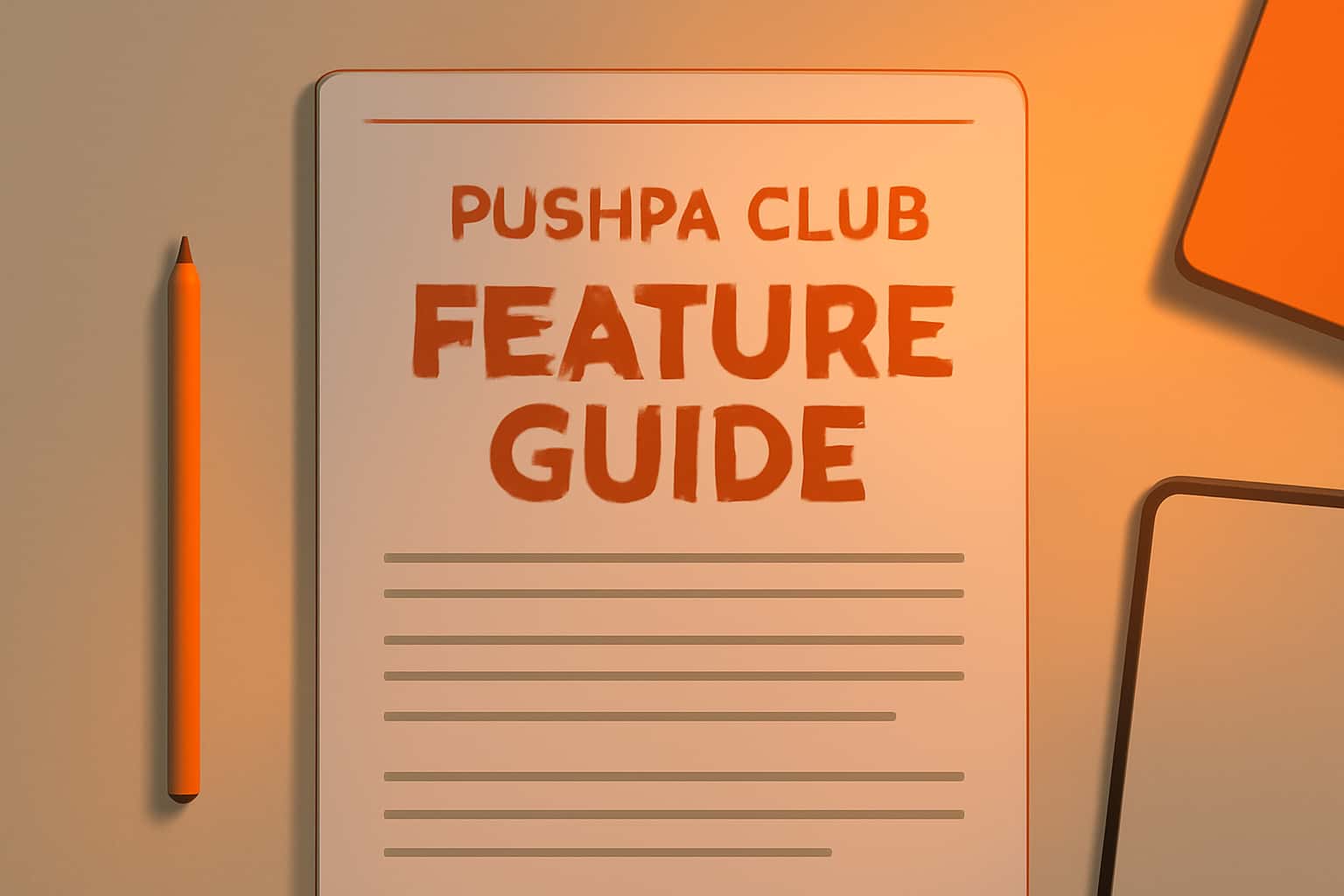 A futuristic representation of the Pushpa Club Feature Guide.
